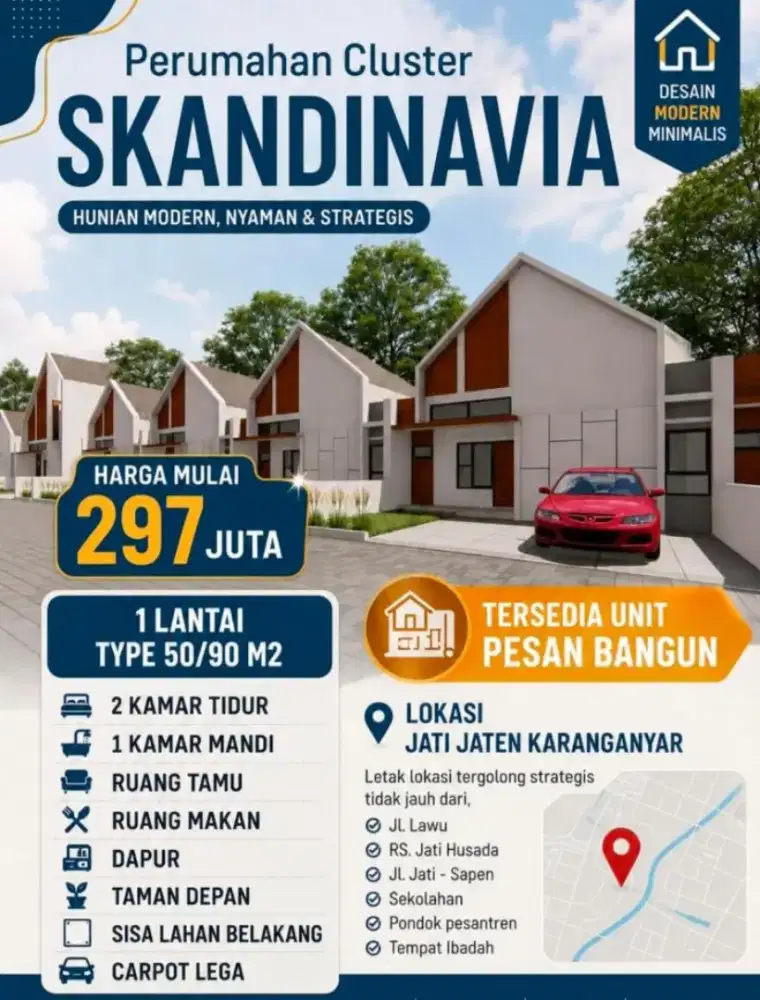 Rumah Baru Murah di Jaten KRA,Selatan RS Jati Husada,Dekat Jl Lawu