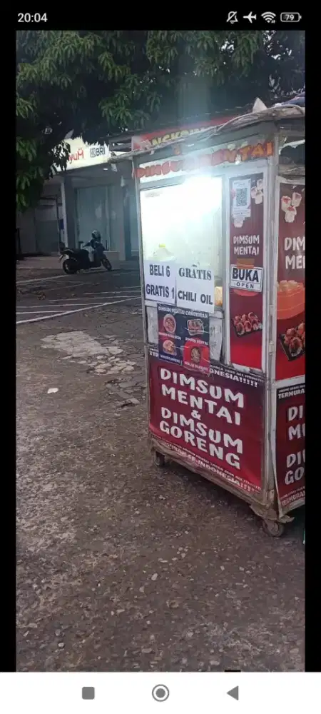 GEROBAK JUALAN STAND DIMSUM GRATIS STIKER DAN SPANDUK SEGITIGA