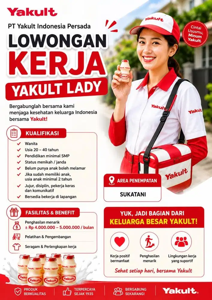 LOWONGAN KERJA YAKULT LADY DAERAH SUKATANI