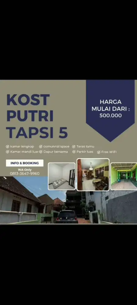 Kos Putri Tengah Kota Affordable Lengkap