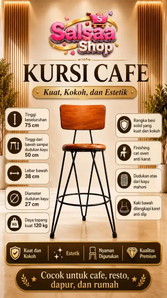 kursi cafe sandar 50cm kursi bar kursi kafe kursi cafe besi murah
