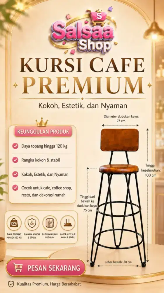kursi cafe sandar 75cm kursi bar kursi kafe kursi cafe besi