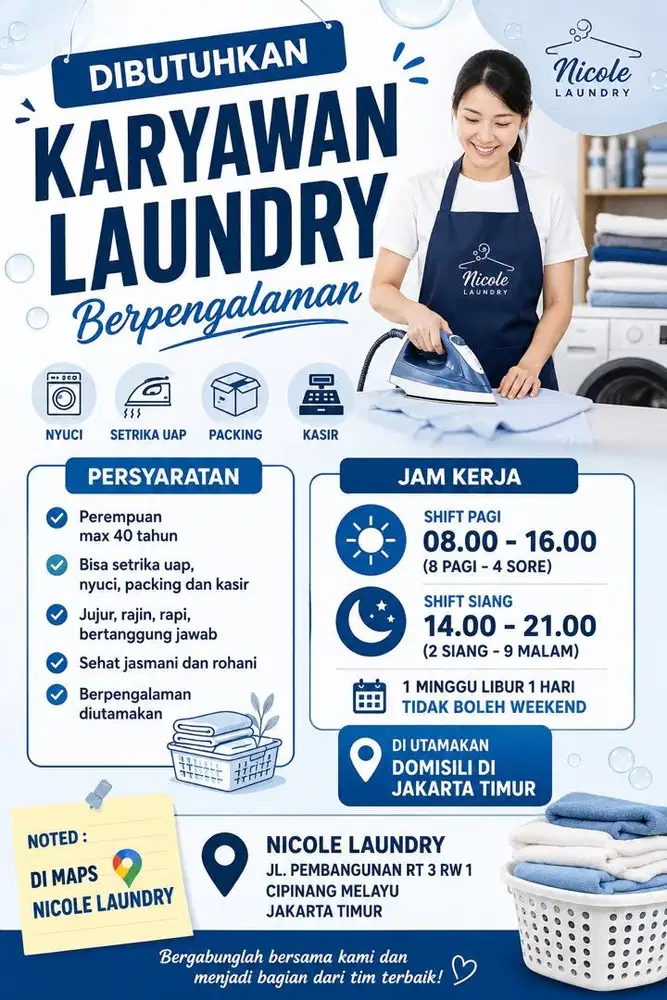Karyawan laundry berpengalaman