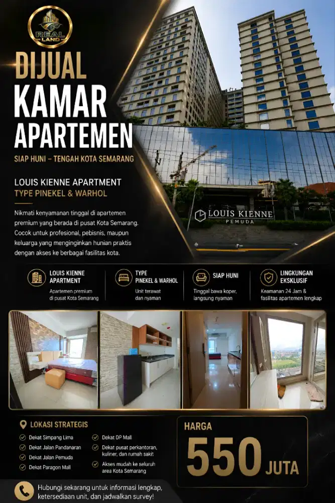DIJUAL KAMAR APARTEMEN KOTA SEMARANG
Louis Kienne Apartment