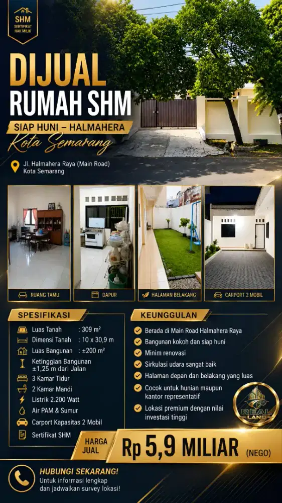 DIJUAL RUMAH SHM di HALMAHERA KOTA SEMARANG
Jl. Halmahera Raya