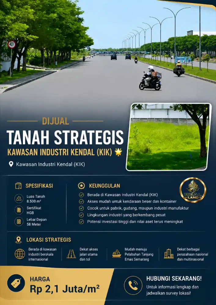 DIJUAL TANAH STRATEGIS – KAWASAN INDUSTRI KENDAL (KIK)