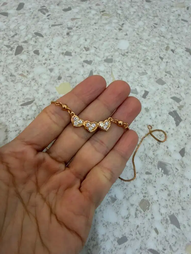 Kalung xuping berlapis emas dengan mata zircon Hati heart