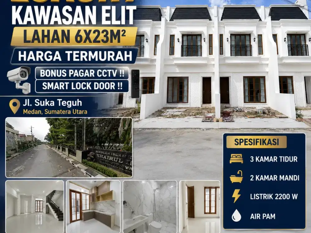 900AN RUMAH 2 LANTAI LAHAN 6X23M2 | KAWASAN ELIT JL STM ATAS DEKAT KEDOKTERAN UISU