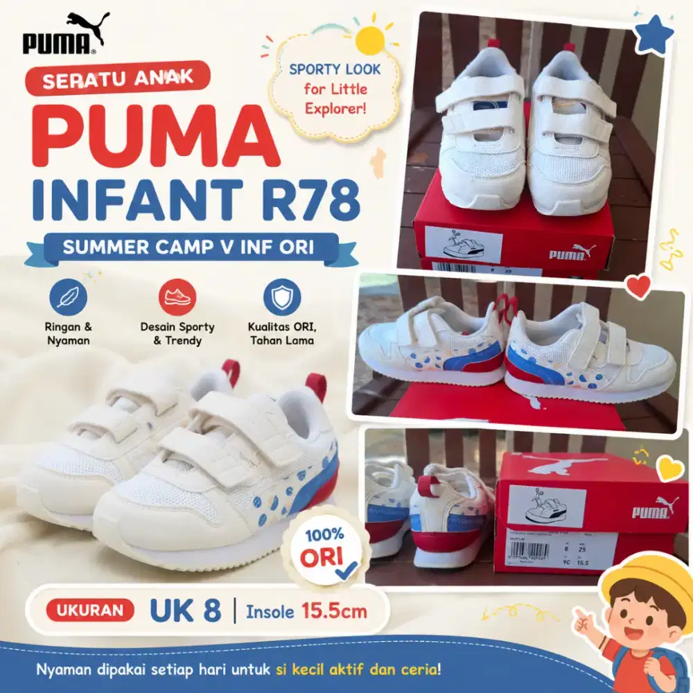 Sepatu anak ori Puma Infant R78 Summer Camp V Inf (Uk 8 / 15.5cm)