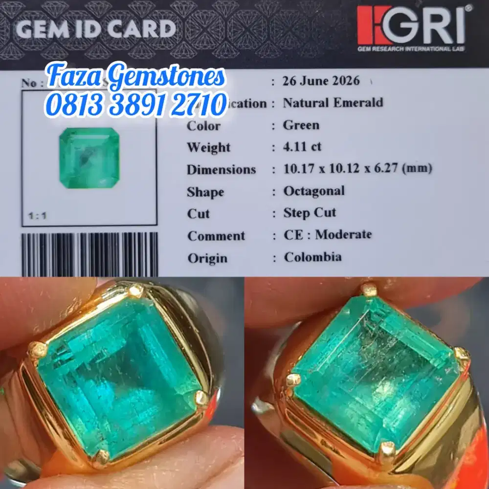 Emerald Zamrud Colombia, ijo nya enak, Christal, Meja Lebar