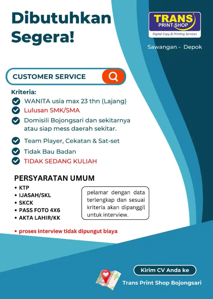 LOWONGAN KERJA DEPOK OPERATOR MULTIMEDIA & Customer Service