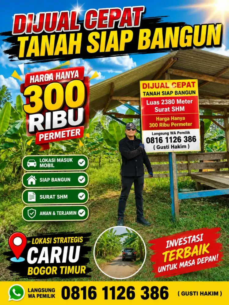 TANAH SHM DIJUAL CEPAT BU  TURUN HARGA 300 RIBU PERMETER CARIU BOTIM