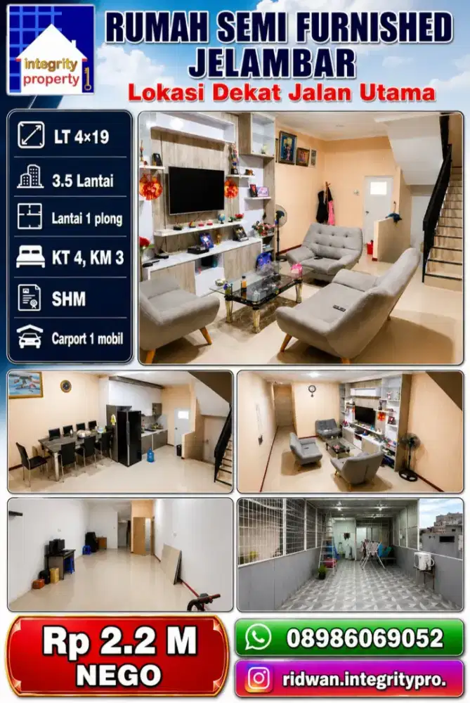 IP3130 : Rumah Semi Furnished Jelambar