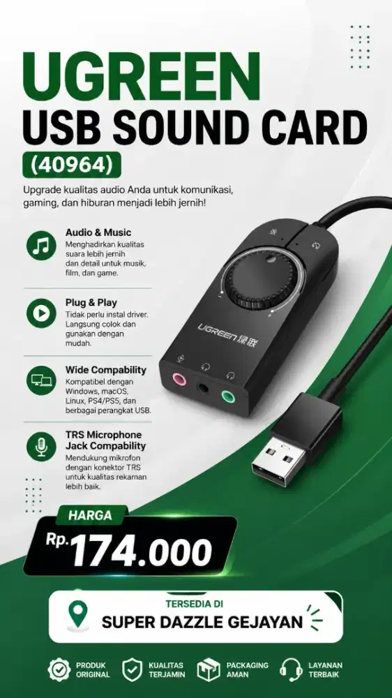 UGREEN USB SOUND CARD (40964)