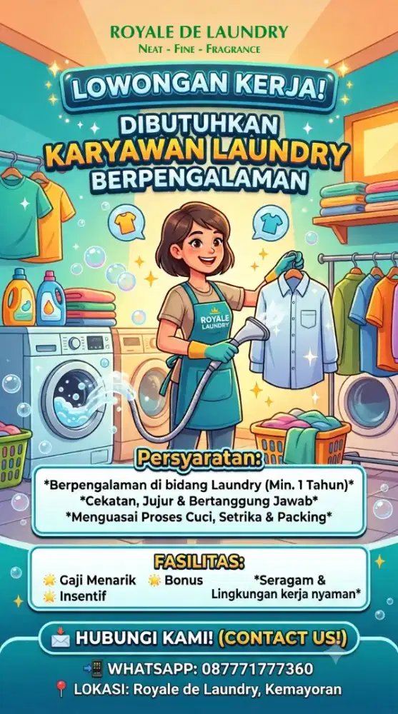 Dibutuhkan Karyawan Laundry Kemayoran