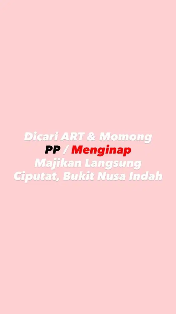 LOWONGAN ART + MOMONG (PP / MENGINAP)