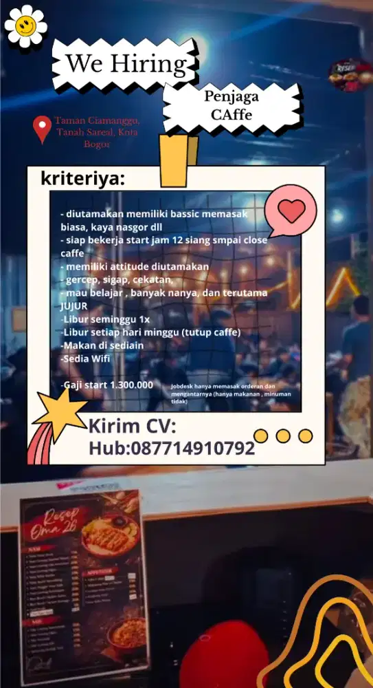DIBUTUHKAN (PENJAGA CAFFE) Secepatnya