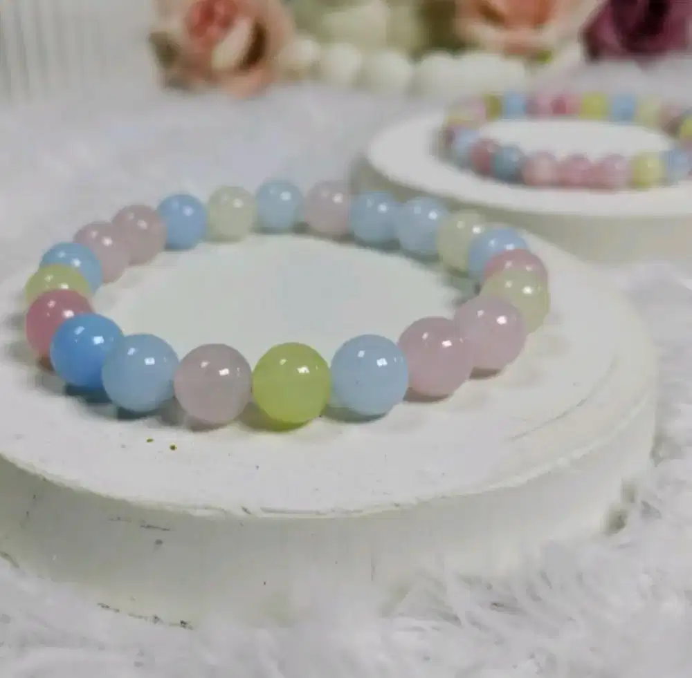Bracelet Natural Stone Morganite beads 4 mm