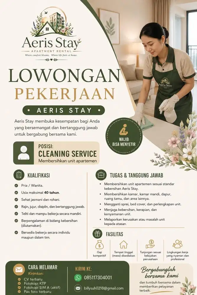 Lowongan Pekerjaan Cleaning Service & Driver