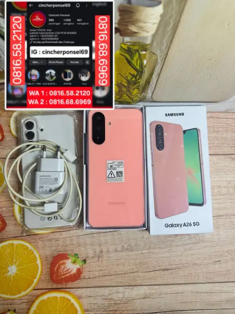 Jual hp likenew samsung A26 5g 8/256 istimewa grns 06 27 free ADAPTOR