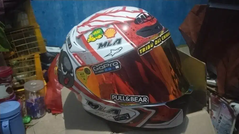Helm FullFace MLA-TLC white red ukuran XL