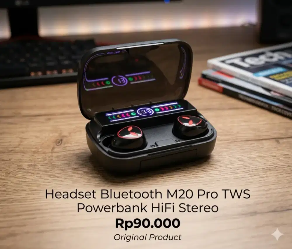 Headset Bluetooth M20 Pro TWS Powerbank HiFi Stereo