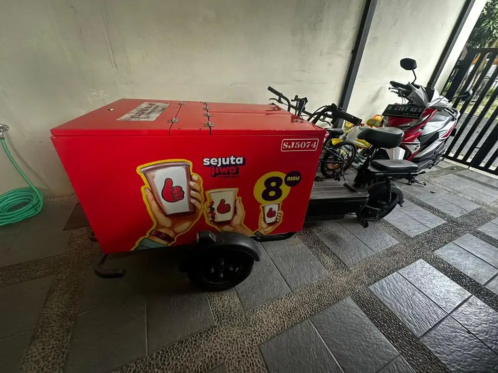 DIJUAL SEPEDA LISTRIK BEKAS + GEROBAK KOPI