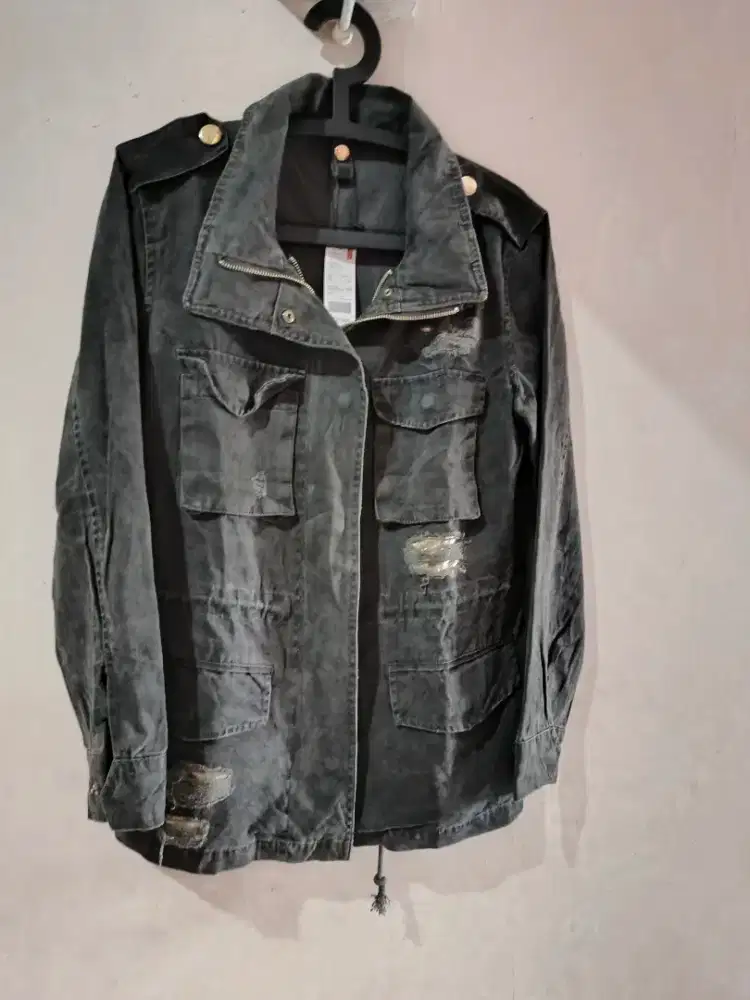 Jaket parka tacktikal denim ripied