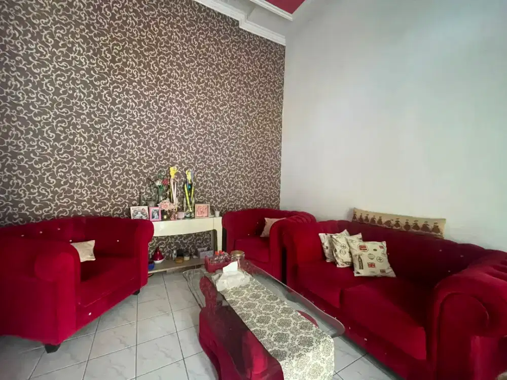 Sofa set & meja tamu kaca