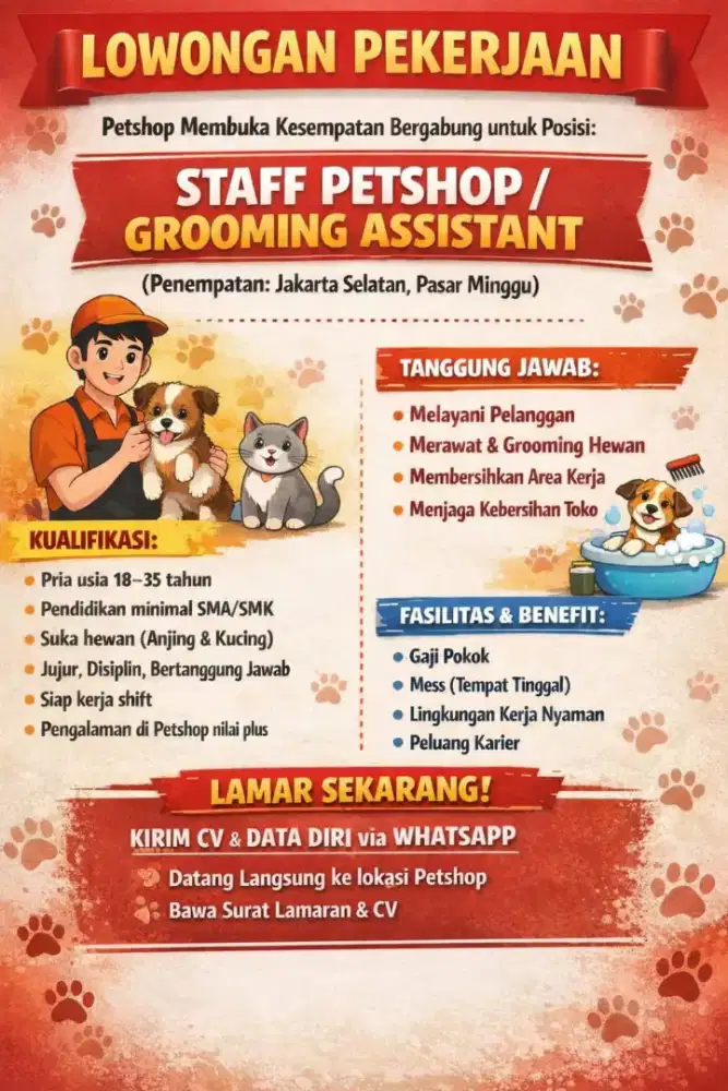 DIBUTUHKAN SEGERA STAFF PETSHOP JAKARTA