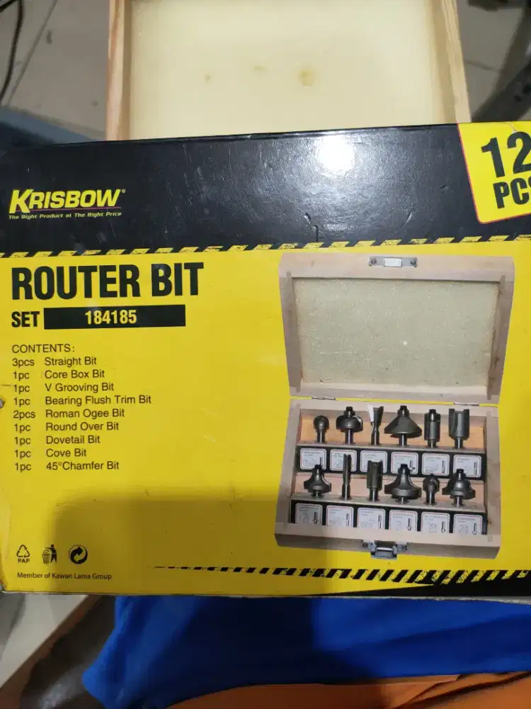 Krisbow RouterBit Set 12PCS Ori ACE Hardware - Baru Belum Pernah Pakai