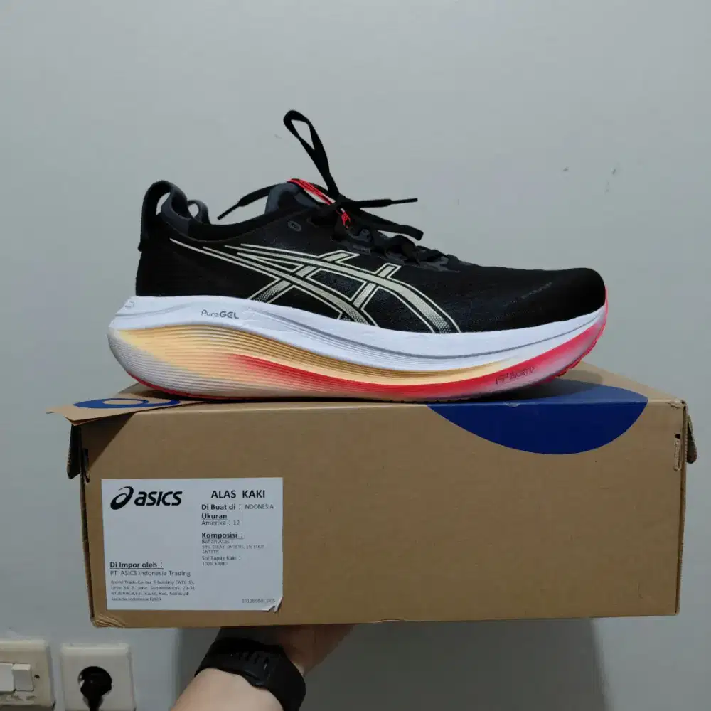 Sepatu Asics Nimbus 27 Size 46.5 Men Black Original 46,5 EUR US 12