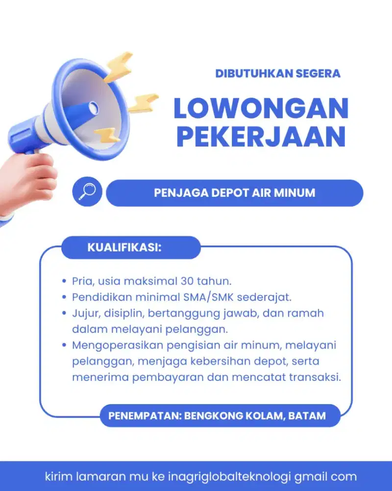LOWONGAN PEKERJAAB PENJAGA DEPOT AIR MINUM