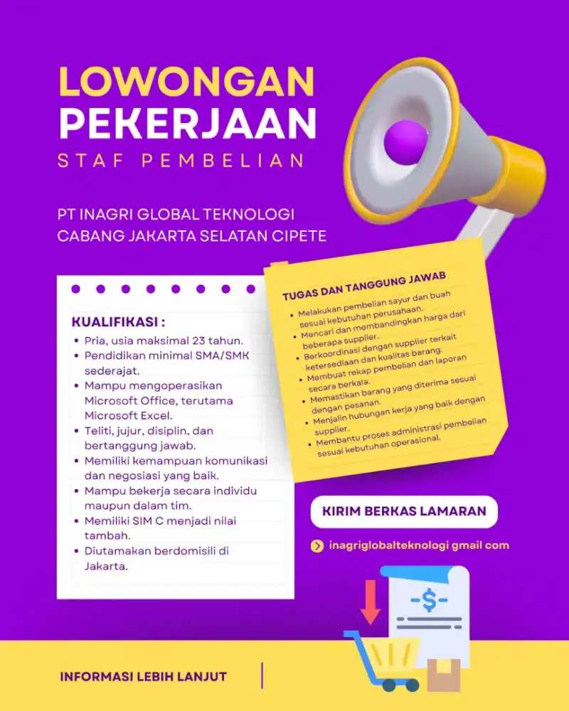 LOWONGAN PEKERJAAN PEMBELIAN