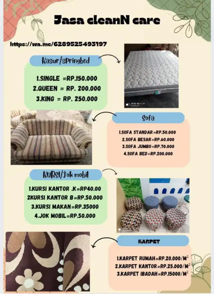 Cuci sofa kasur springbed jokmobil dan karpet