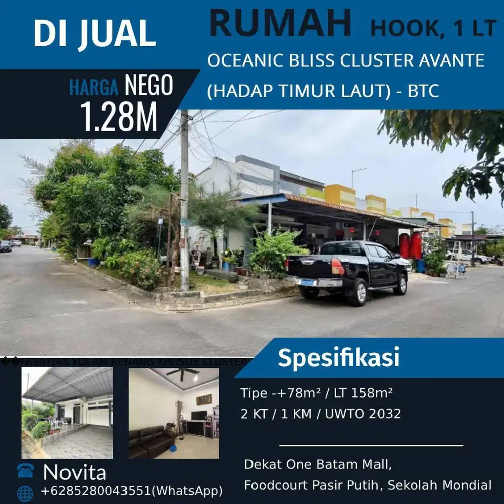 1 Unit Rumah Hook 1 Lantai Oceanic Bliss Cluster Avante, Batam Centre