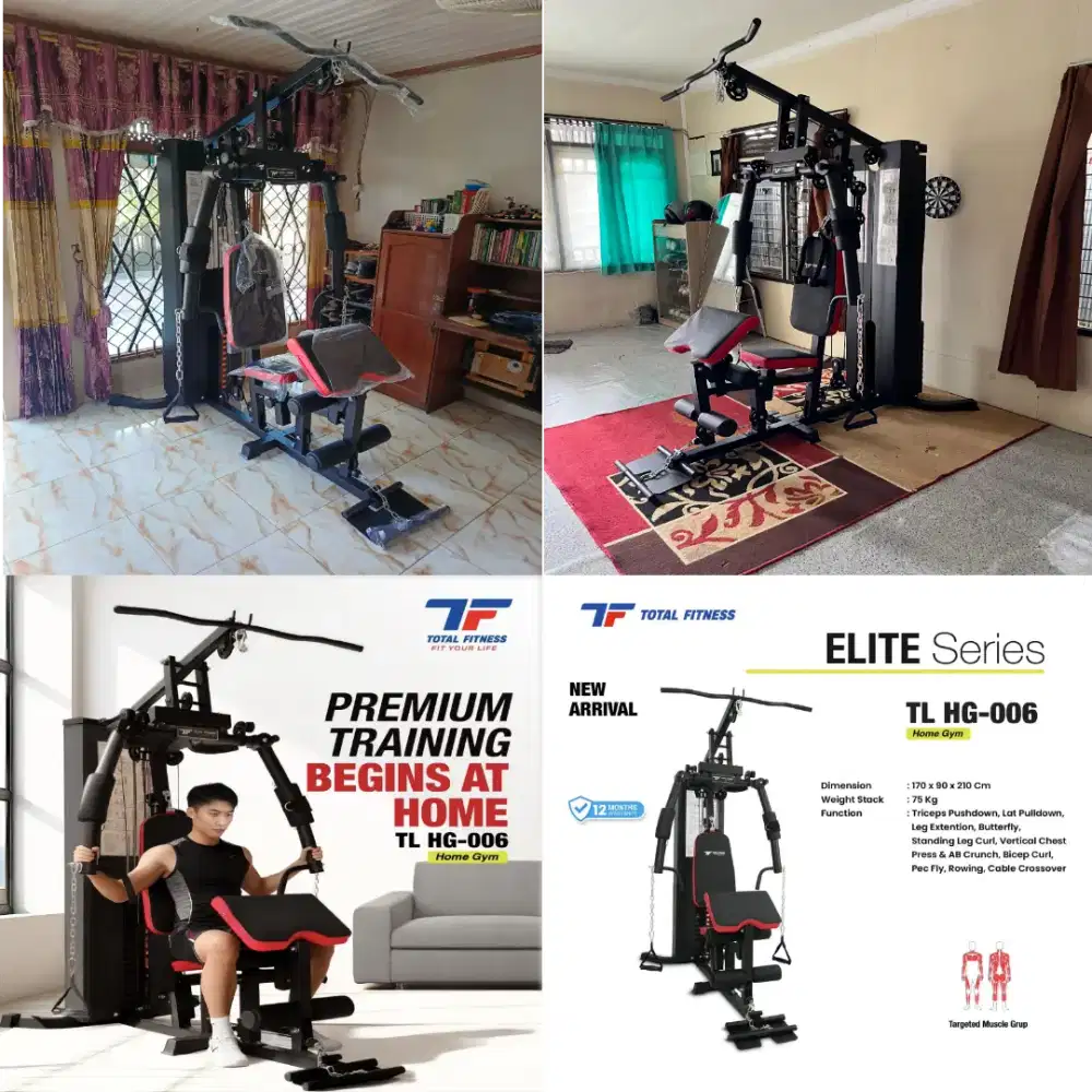 Alat fitness standar rumahan home gym 1 sisi cable cross over