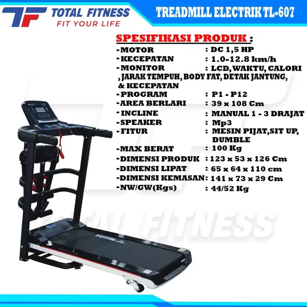 Treadmill multi fungsi standar rumahan bergaransi resmi