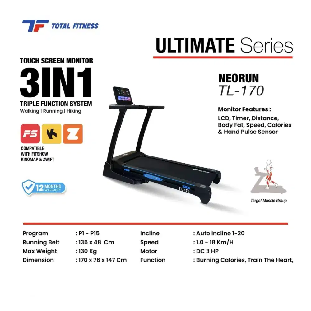 Treadmill standar rumahan incline sudah otomatis bergaransi resmi