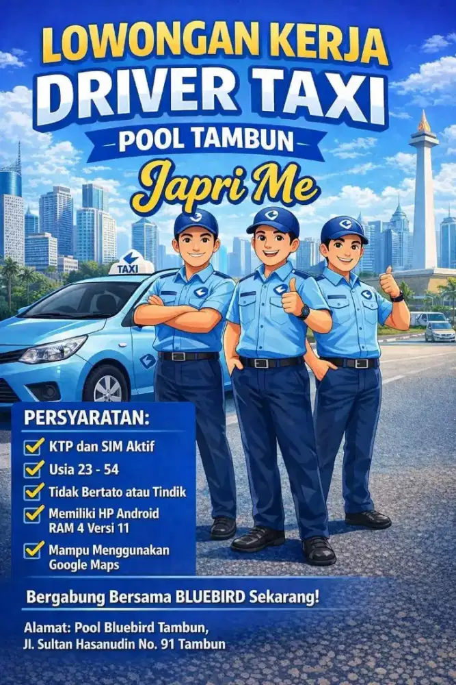 Lowongan kerja Supir driver taxi online