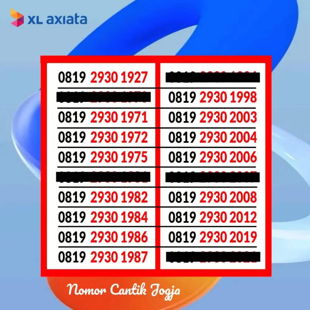 Nomor Cantik XL Tahun Lahir Rapi Perdana XL Reguler Isi Ulang