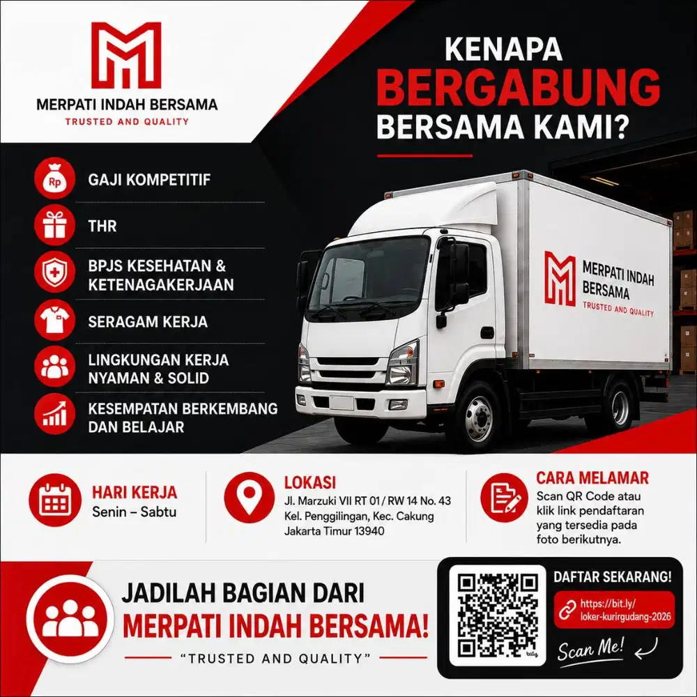Dibutuhkan karyawan bagian kurir gudang