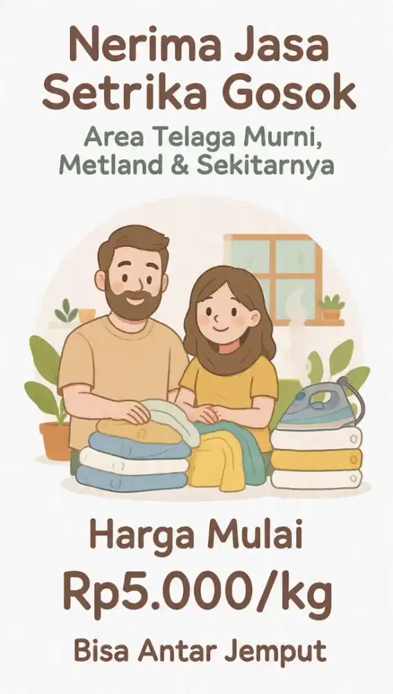 Terima gosok setrika area telaga murni aster metland dan seiktarnya