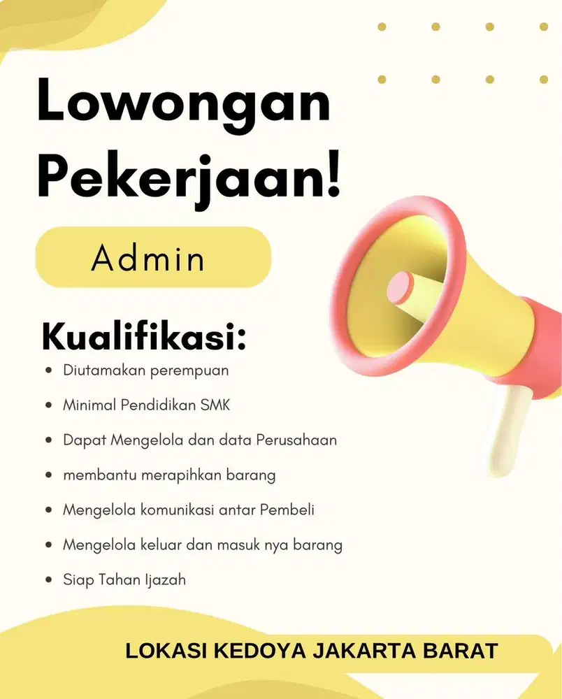 Loker Admin di Gudang Laptop Utamakan Perempuan