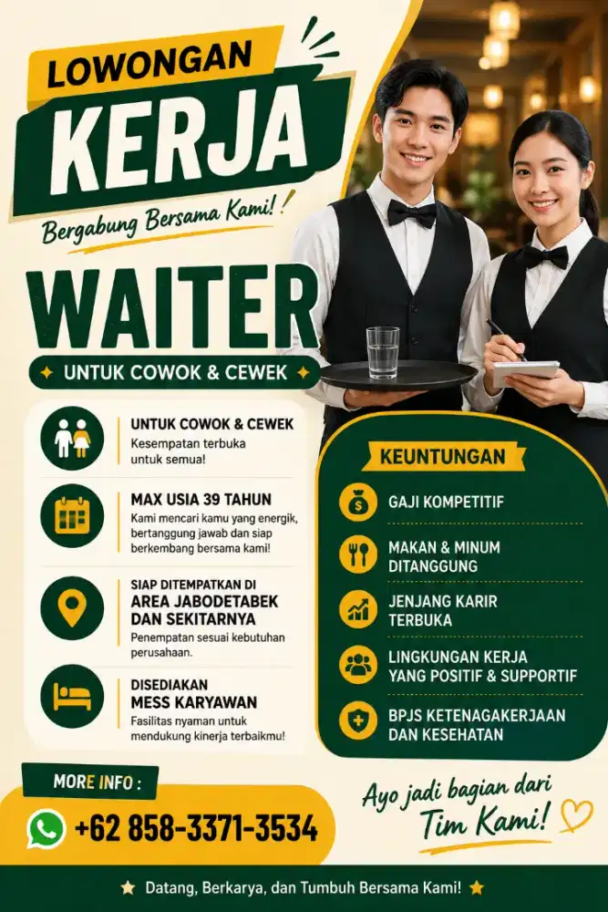 Butuh waiter cowok & cewek