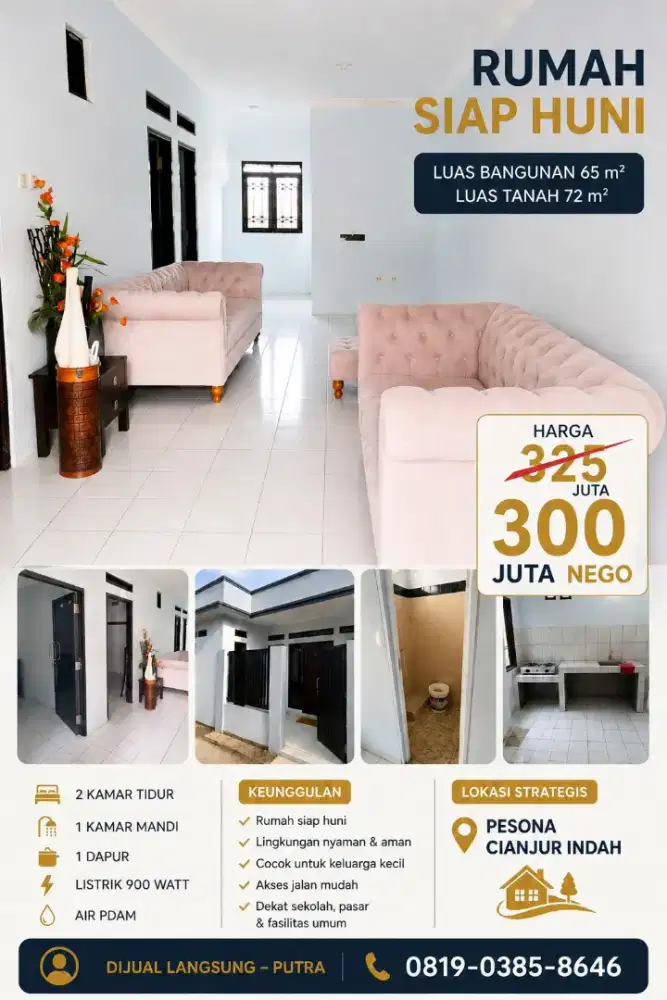 Rumah siap huni. Komplek Pesona indah cianjur. Harga terjangkau