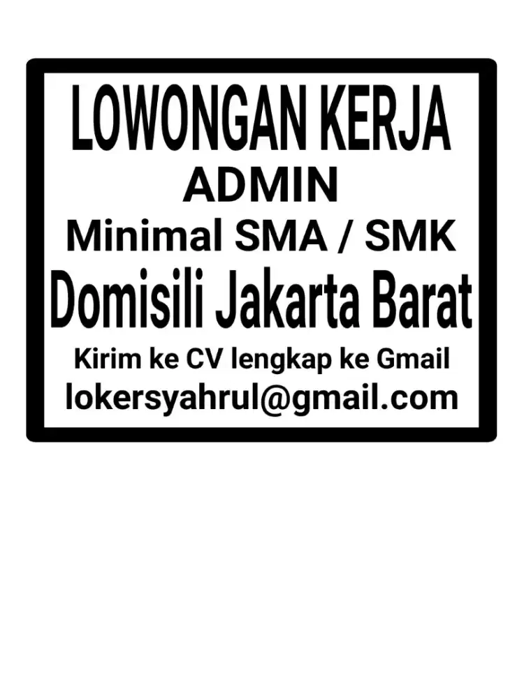 Lowongan kerja khusus perempuan , domisili jakarta barat