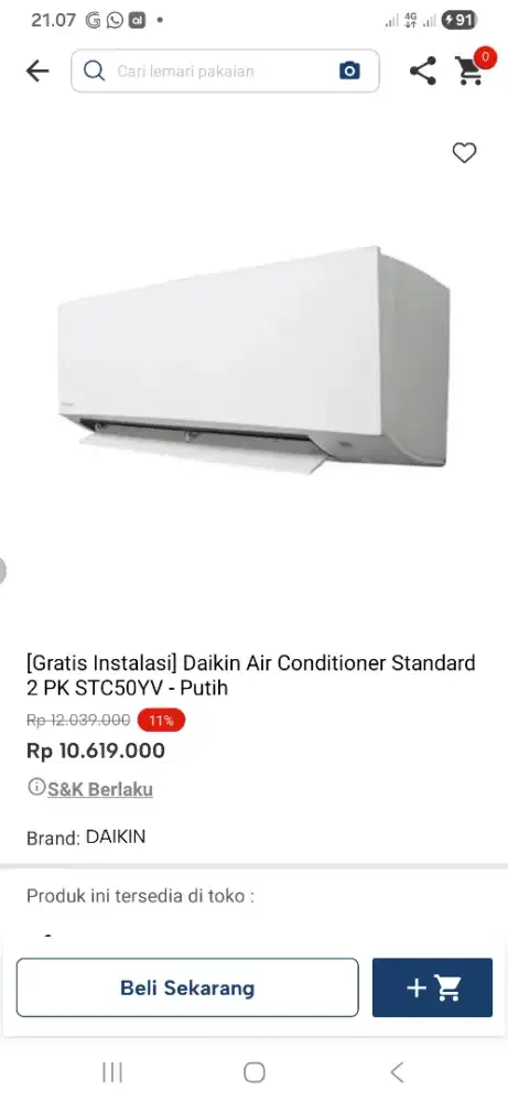 Daikin air conditioner standard 2 pk stc50