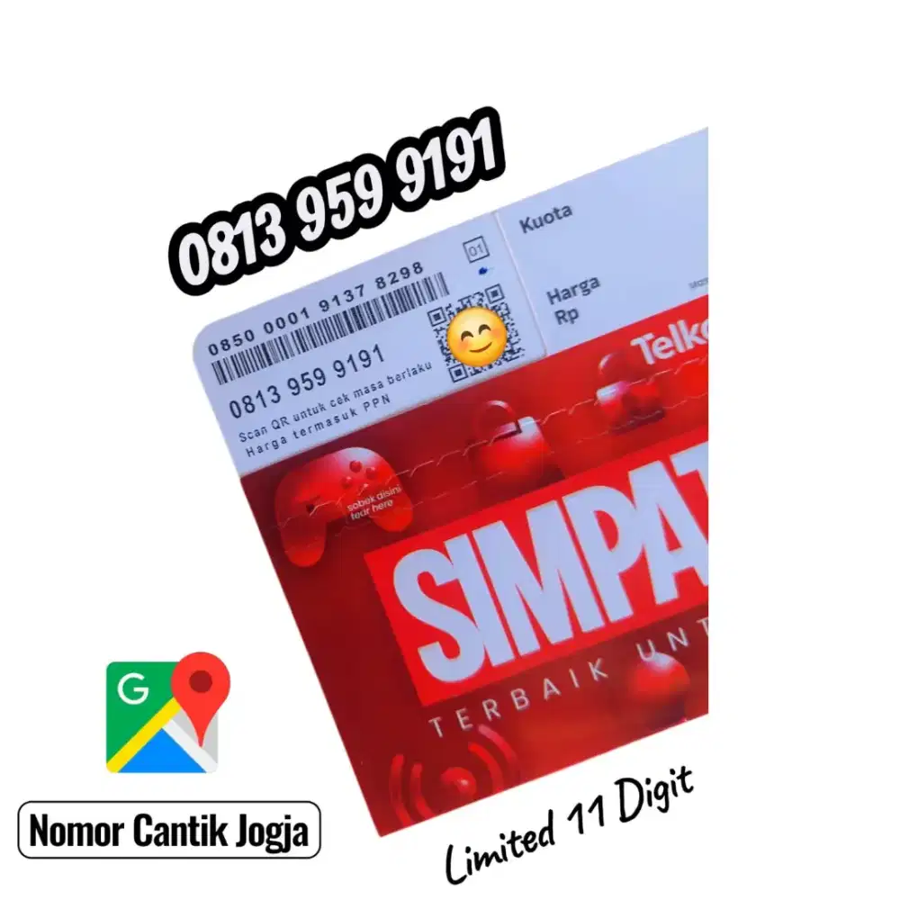 Nomor Cantik Simpati 11 Digit ekor 9191 Ikonik, Simpel Rapi