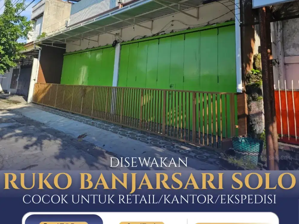 Ruko Banjarsari Solo Cocok Untuk Retail/Kantor/Gudang Kecil